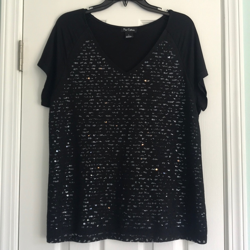 Nue Options Large Black Top with Sequins